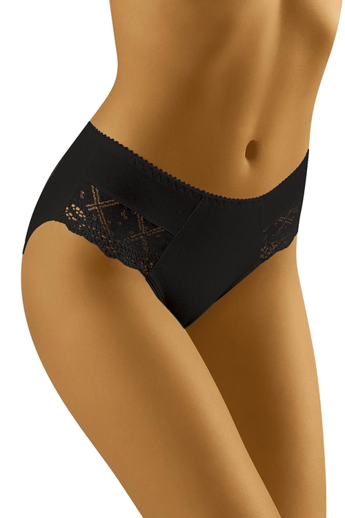 Black Lace Trim Brief Panties