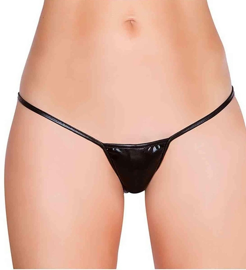 Black Metallic G-String Thong