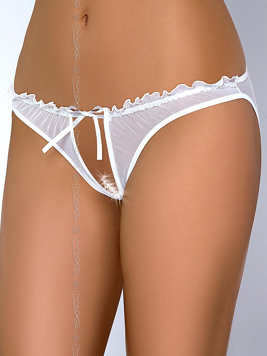 White Tulle Open Panty With Ruffles