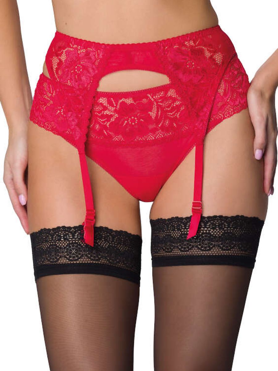 Red Lace Garter Belt with Cut-Outs