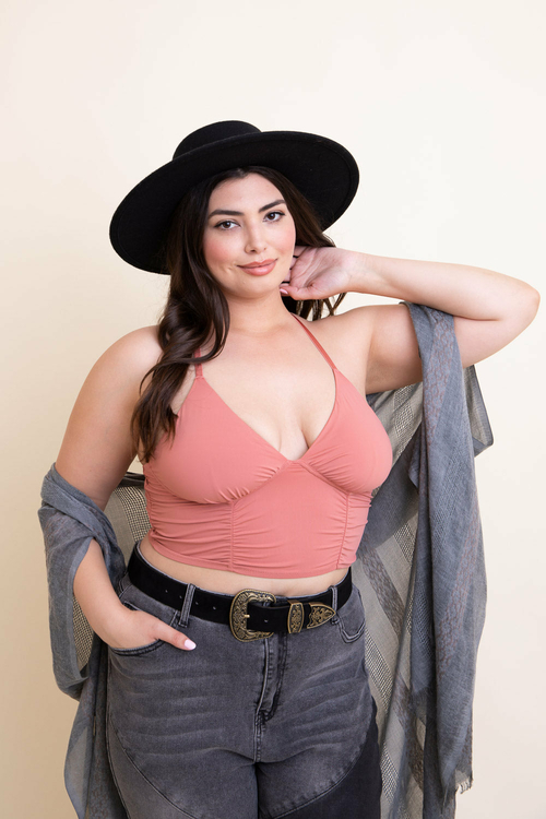 Pink Ruched Plus Size Bralette